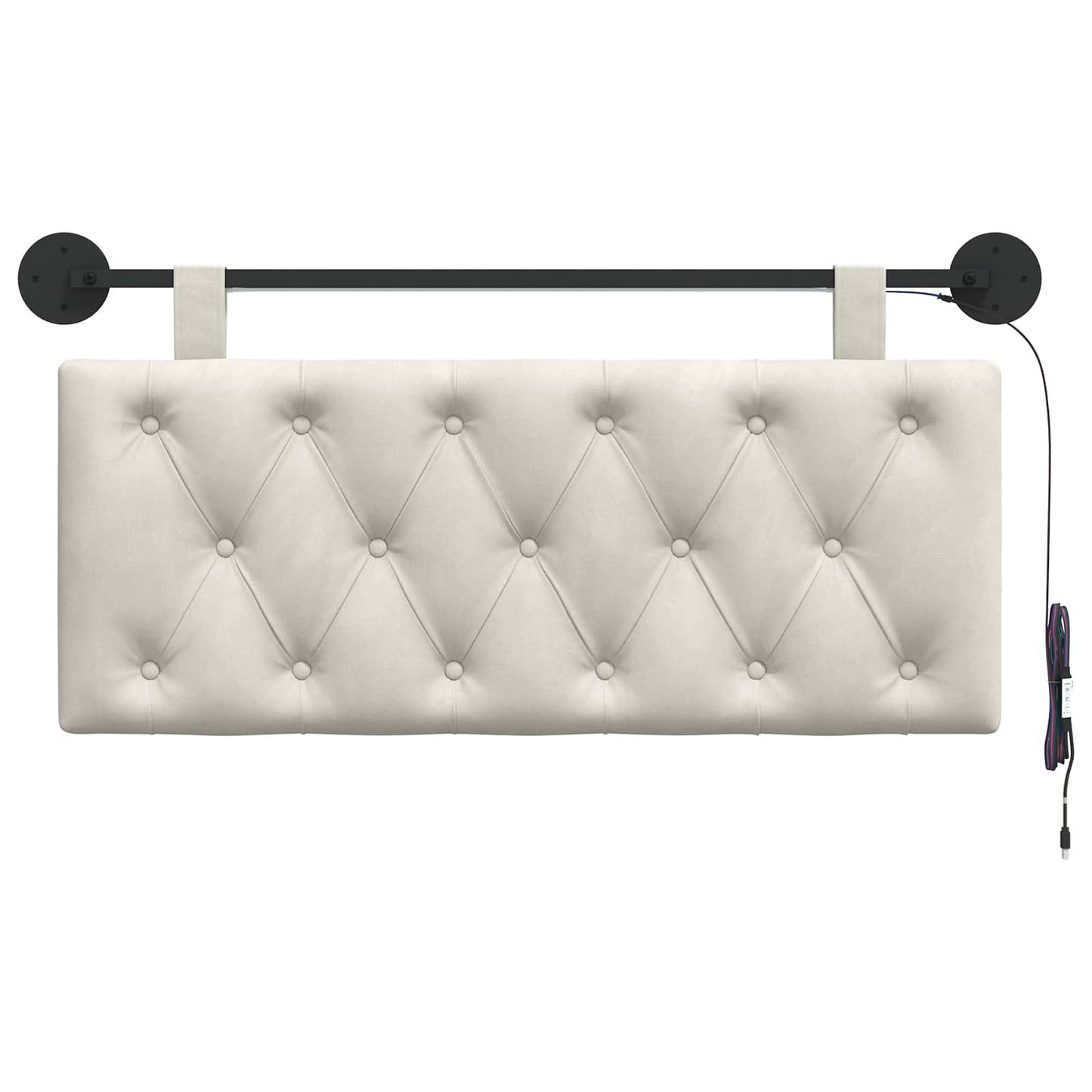 Hangend hoofdbord Met LED-verlichting Crèmekleurig Fluweel