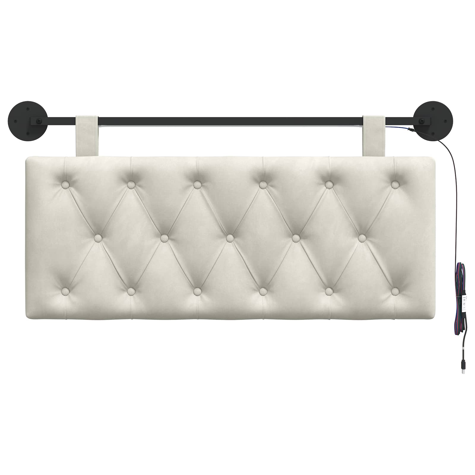 Hangend hoofdbord Met LED-verlichting Crèmekleurig Fluweel