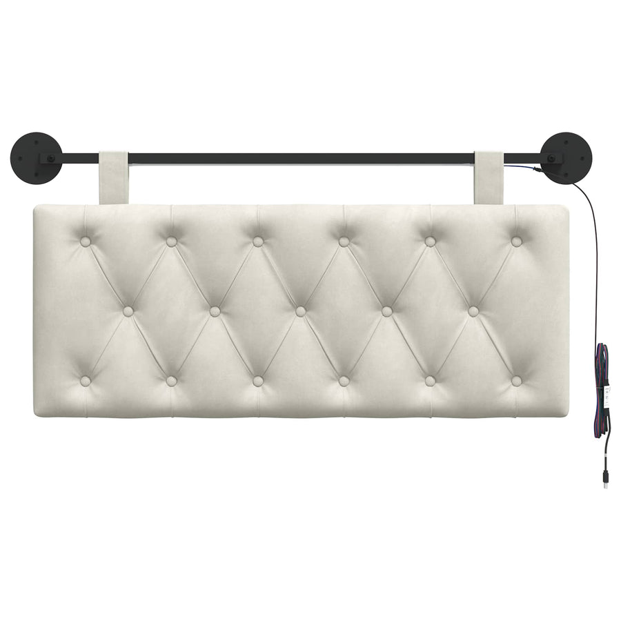 Hangend hoofdbord Met LED-verlichting Crèmekleurig Fluweel