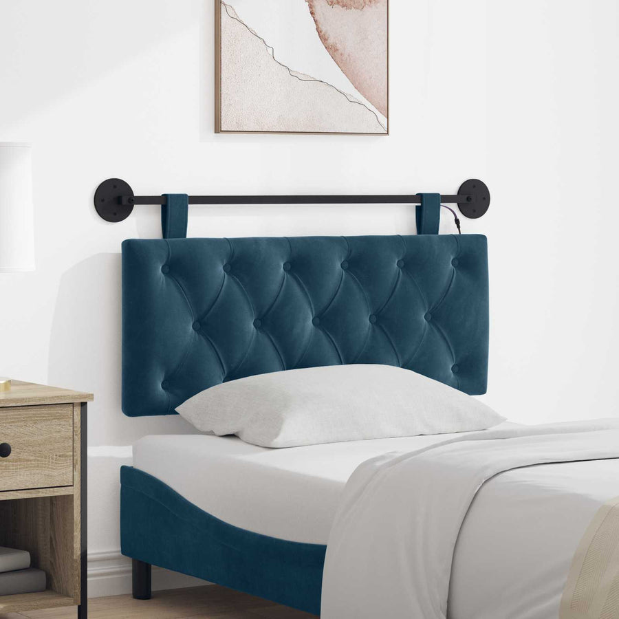 Hangend hoofdbord Met LED-verlichting Blauw Fluweel