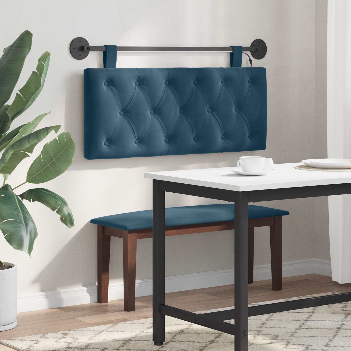 Hangend hoofdbord Met LED-verlichting Blauw Fluweel
