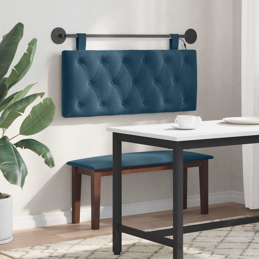 Hangend hoofdbord Met LED-verlichting Blauw Fluweel