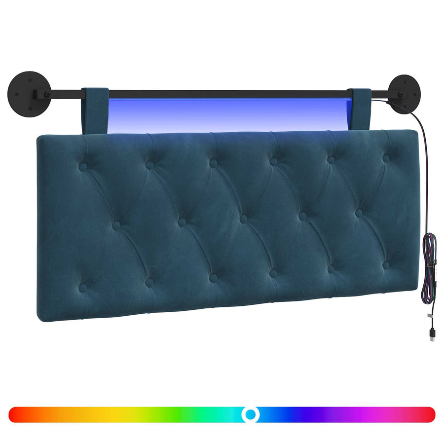 Hangend hoofdbord Met LED-verlichting Blauw Fluweel