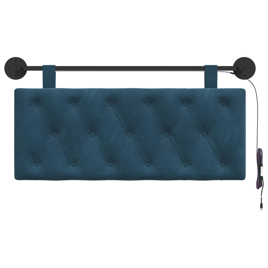 Hangend hoofdbord Met LED-verlichting Blauw Fluweel