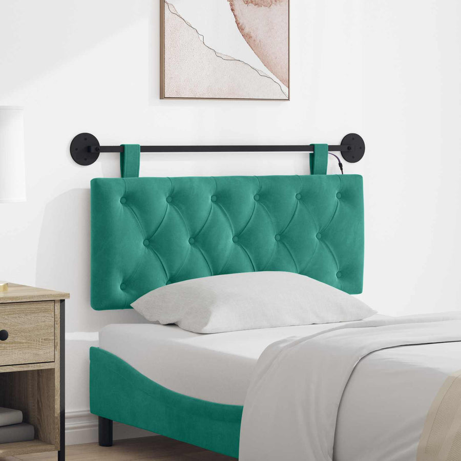 Hangend hoofdbord Met LED-verlichting Turquoise Fluweel