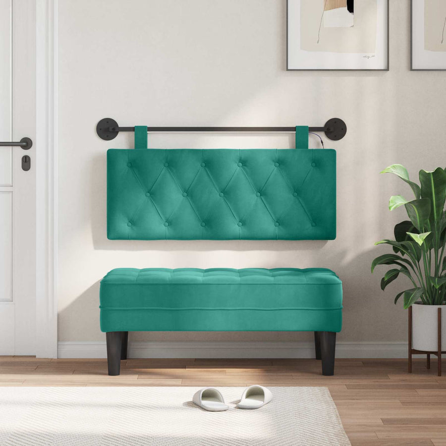 Hangend hoofdbord Met LED-verlichting Turquoise Fluweel
