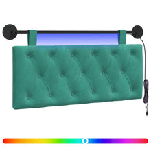 Hangend hoofdbord Met LED-verlichting Turquoise Fluweel