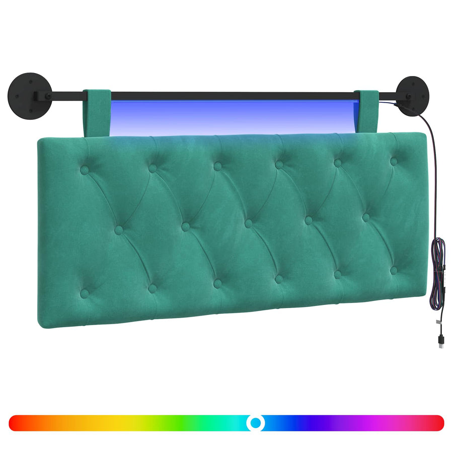 Hangend hoofdbord Met LED-verlichting Turquoise Fluweel