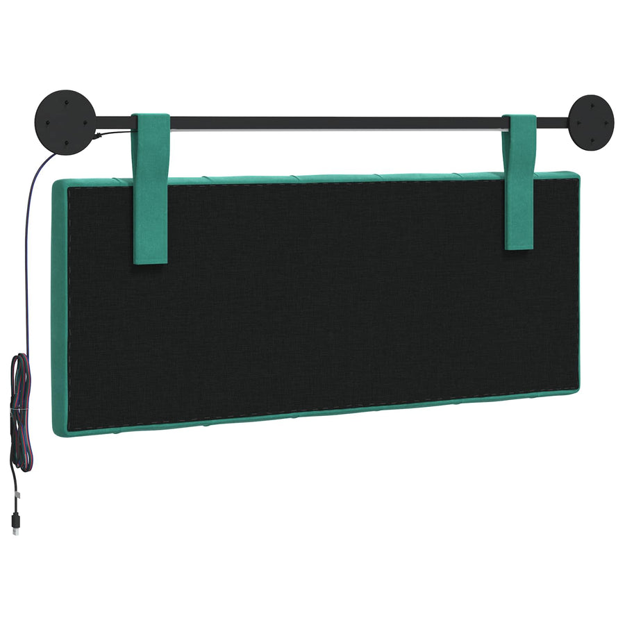 Hangend hoofdbord Met LED-verlichting Turquoise Fluweel