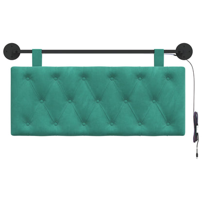Hangend hoofdbord Met LED-verlichting Turquoise Fluweel