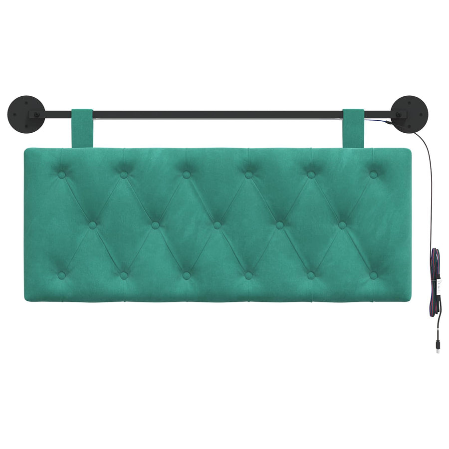 Hangend hoofdbord Met LED-verlichting Turquoise Fluweel