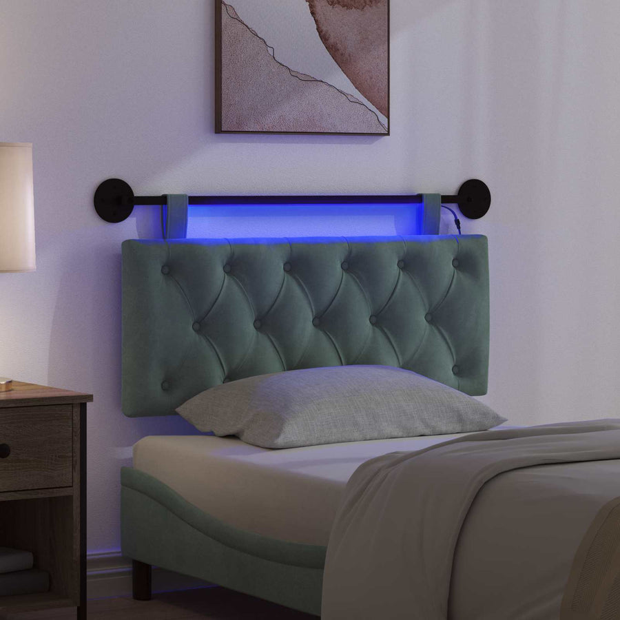Hangend hoofdbord Met LED-verlichting Zeegroen Fluweel