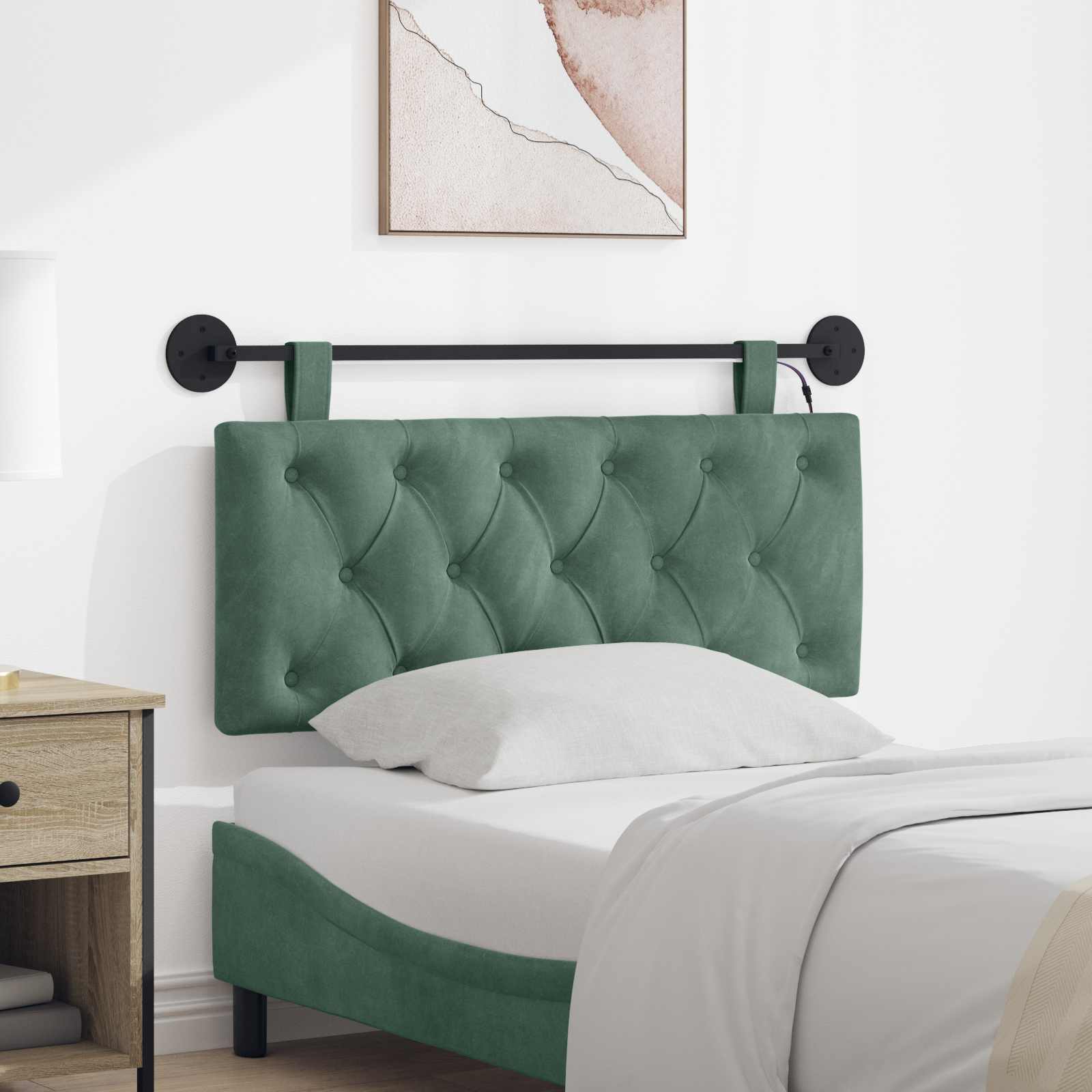 Hangend hoofdbord Met LED-verlichting Zeegroen Fluweel