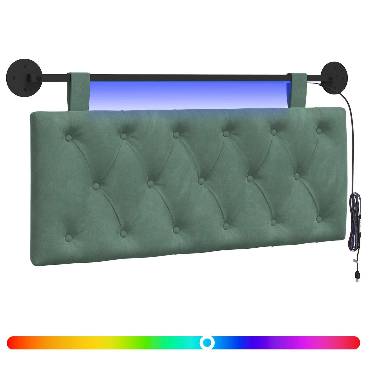 Hangend hoofdbord Met LED-verlichting Zeegroen Fluweel