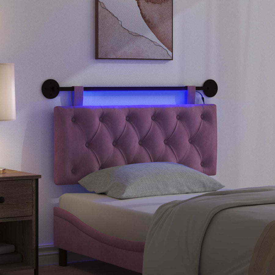 Hangend hoofdbord Met LED-verlichting Paars Fluweel