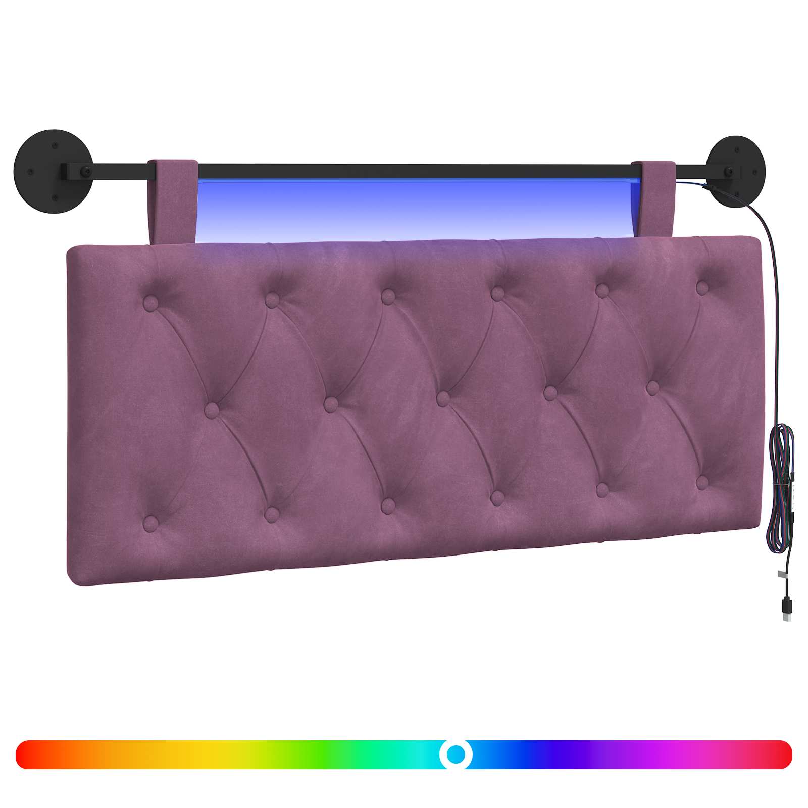Hangend hoofdbord Met LED-verlichting Paars Fluweel