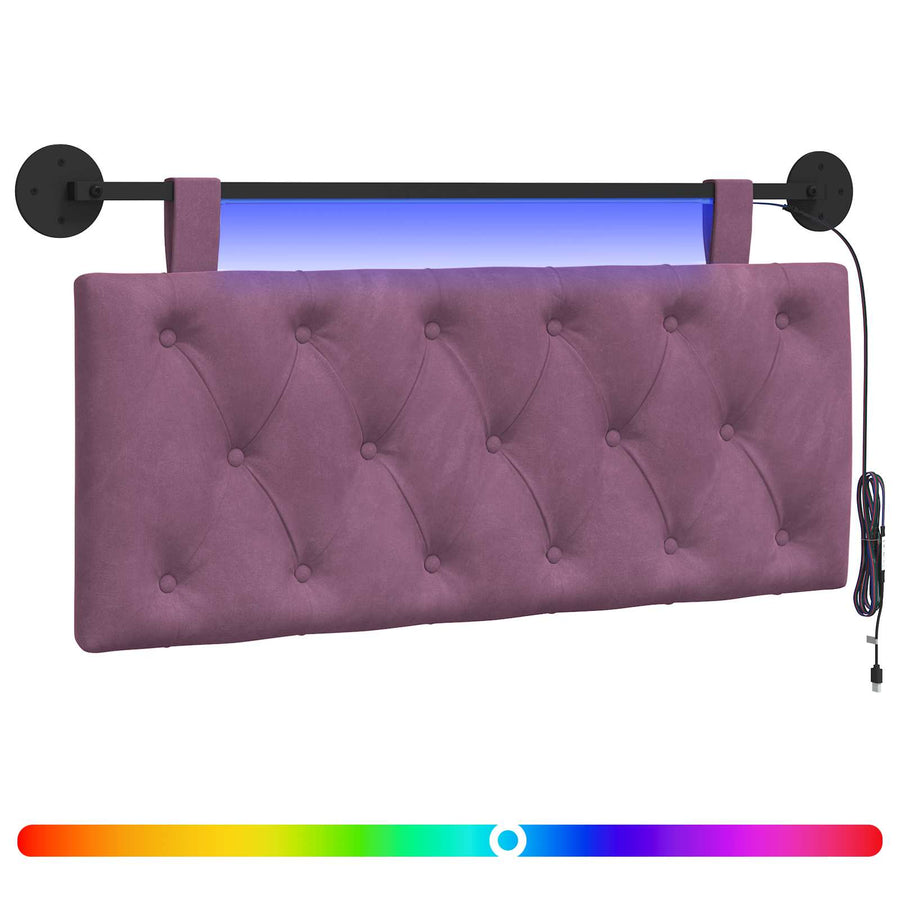 Hangend hoofdbord Met LED-verlichting Paars Fluweel