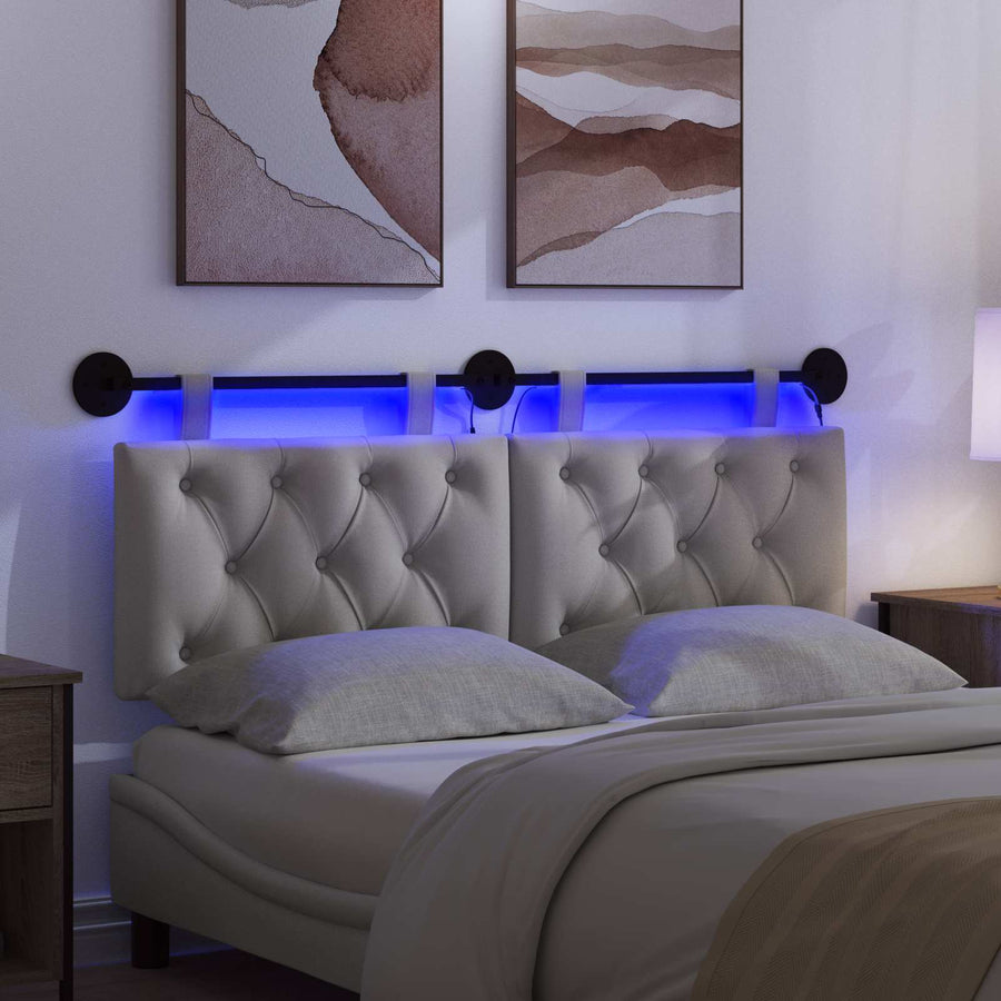Hangend hoofdbord Met LED-verlichting Wolkengrijs Stof