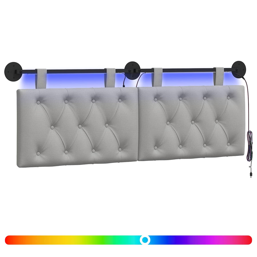 Hangend hoofdbord Met LED-verlichting Wolkengrijs Stof