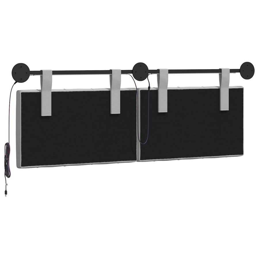 Hangend hoofdbord Met LED-verlichting Wolkengrijs Stof