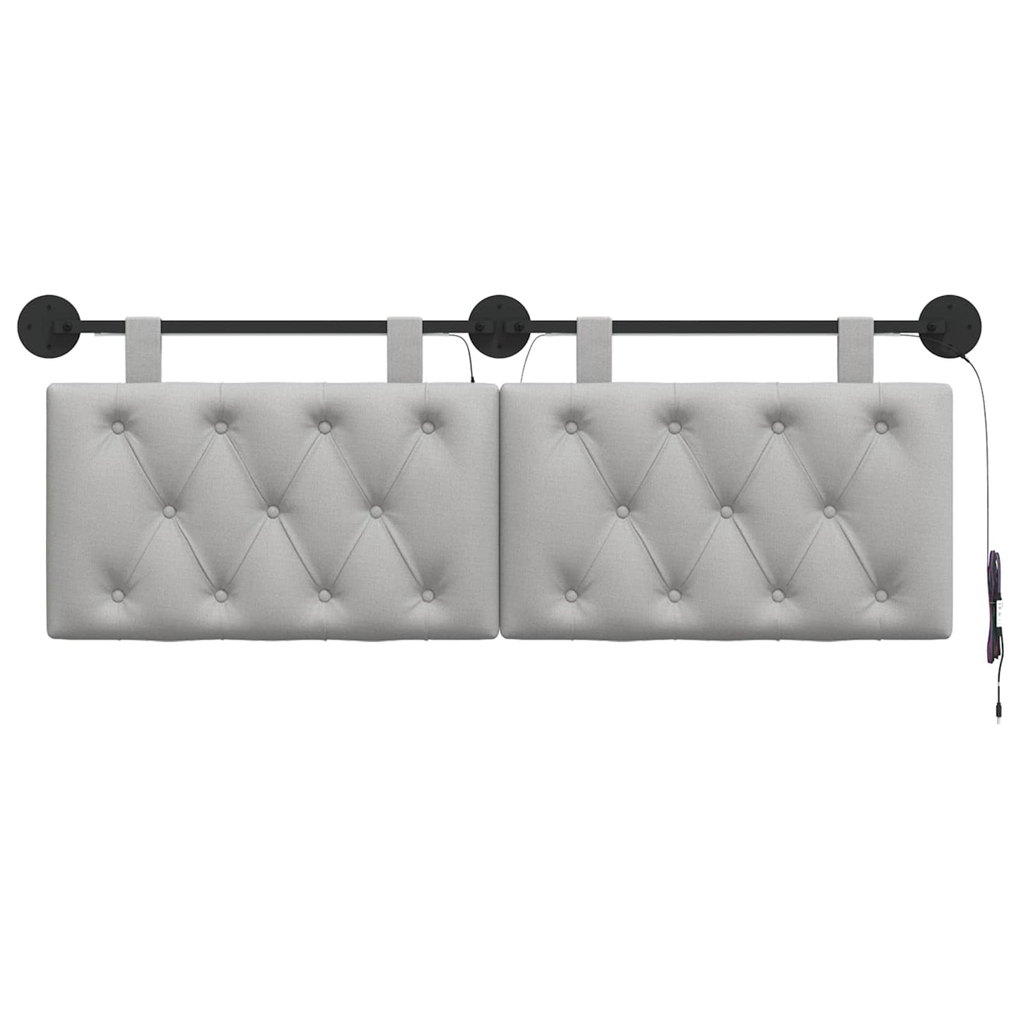 Hangend hoofdbord Met LED-verlichting Wolkengrijs Stof