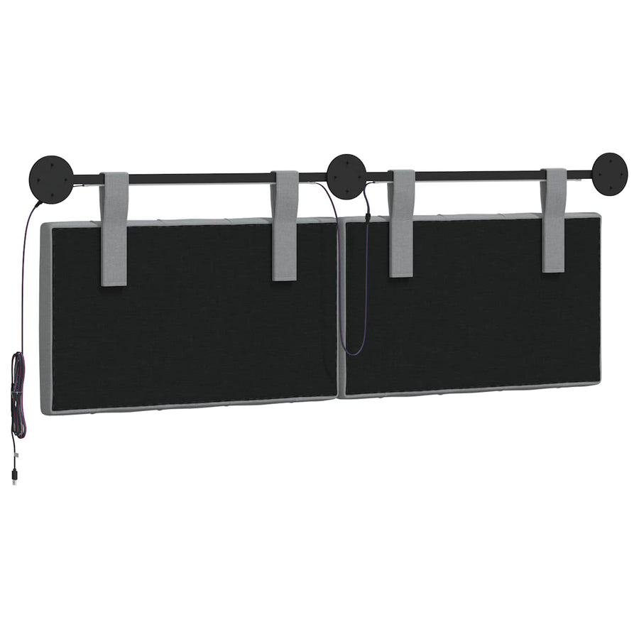 Hangend hoofdbord Met LED-verlichting Lichtgrijs Stof