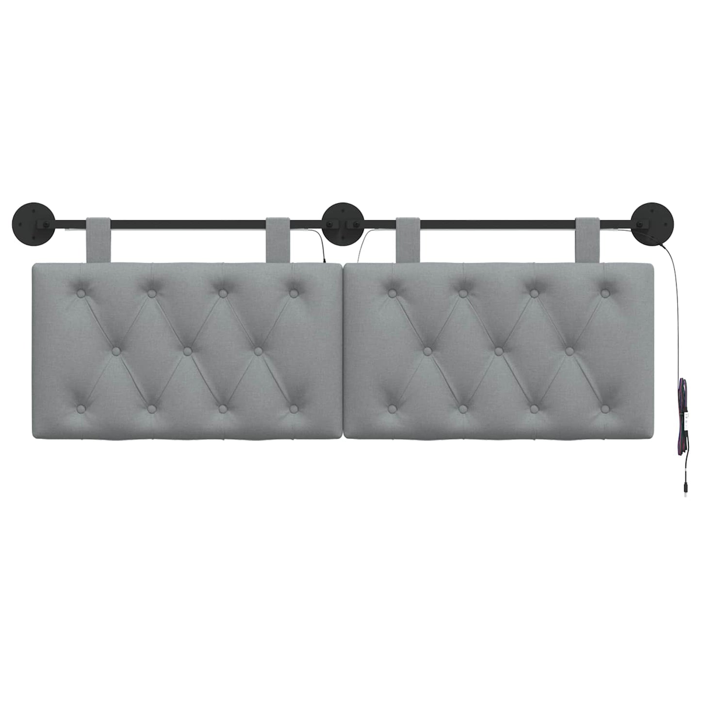 Hangend hoofdbord Met LED-verlichting Lichtgrijs Stof