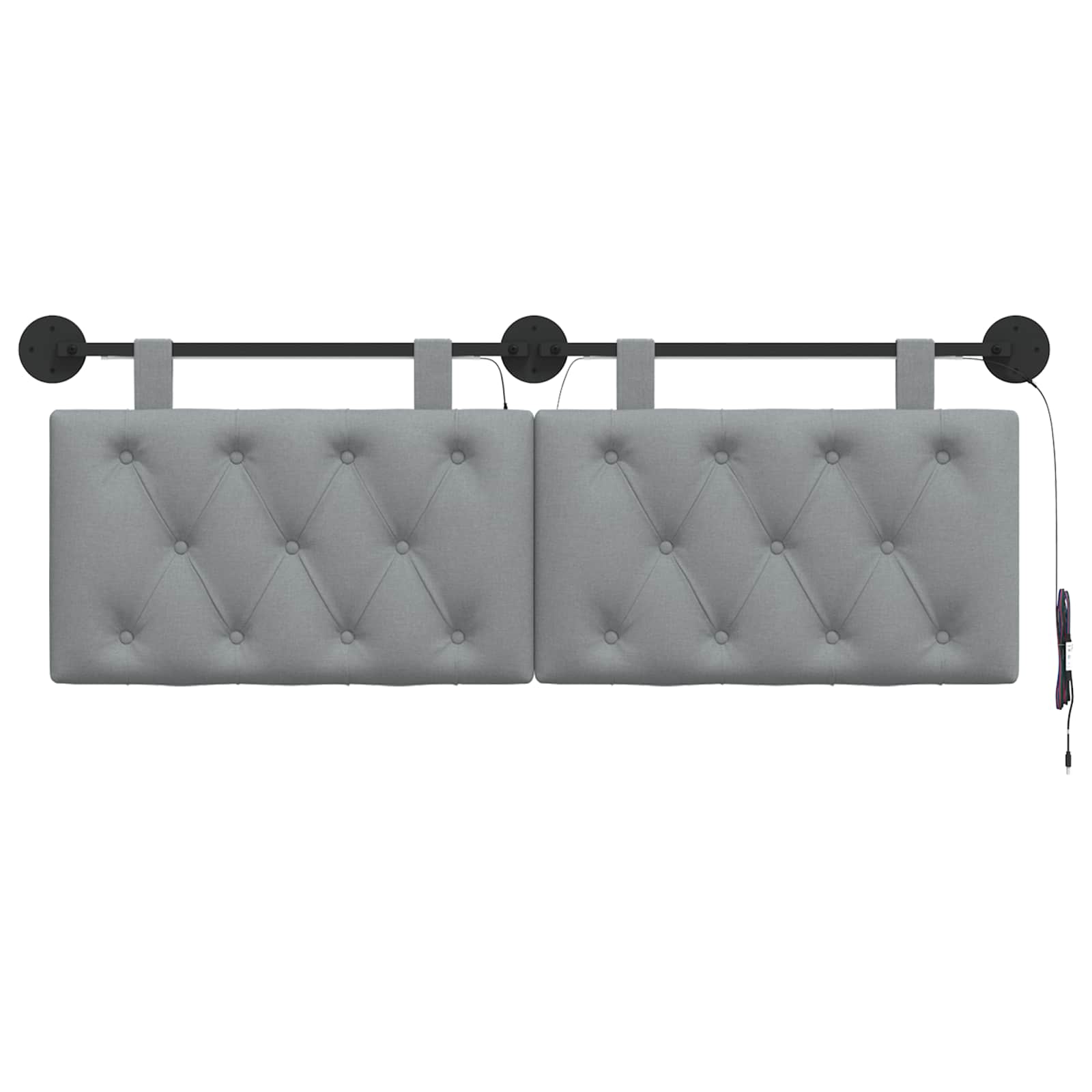 Hangend hoofdbord Met LED-verlichting Lichtgrijs Stof