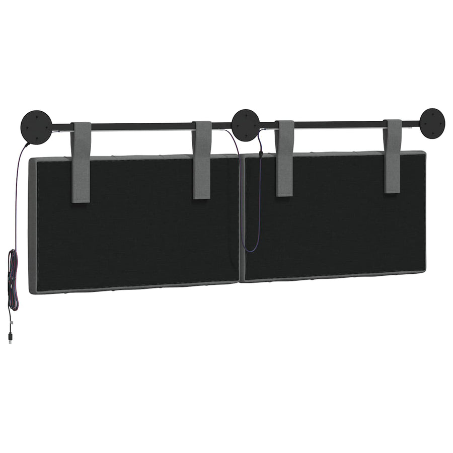 Hangend hoofdbord Met LED-verlichting Donkergrijs Stof