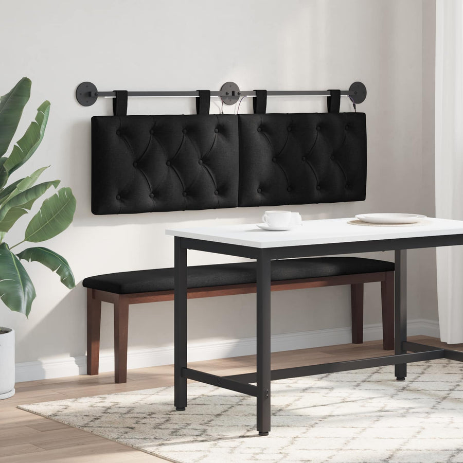 Hangend hoofdbord Met LED-verlichting Zwart Stof