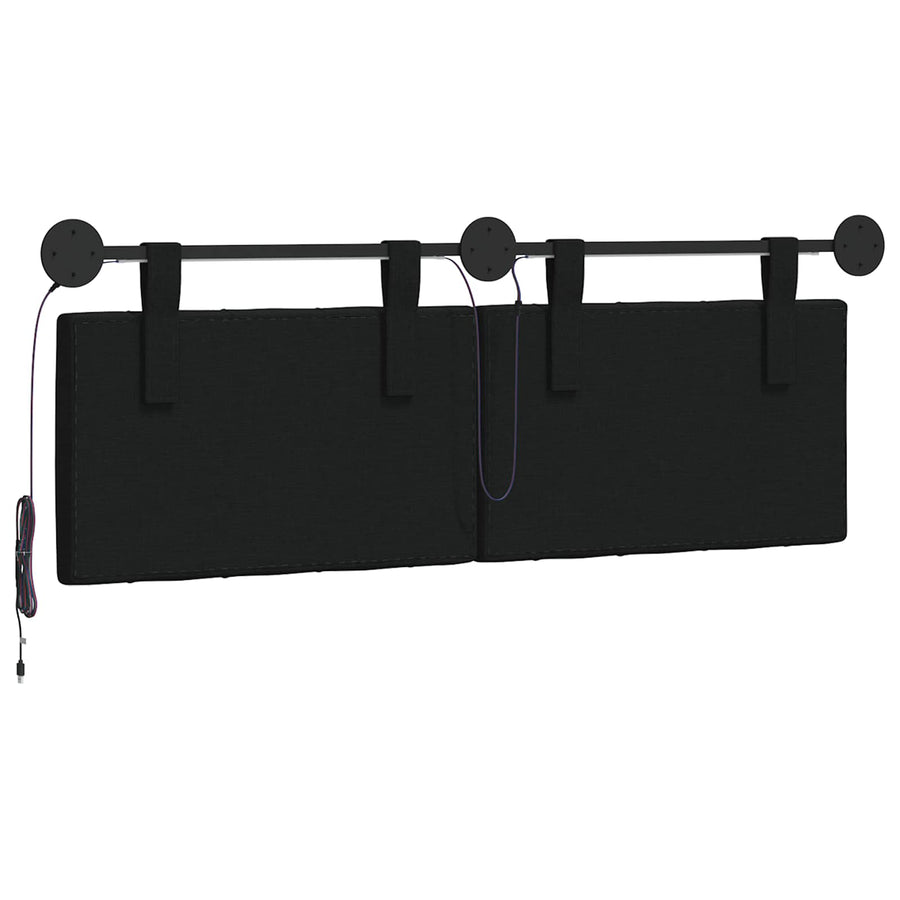 Hangend hoofdbord Met LED-verlichting Zwart Stof