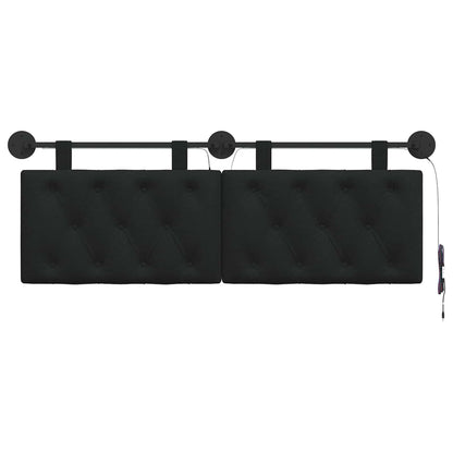 Hangend hoofdbord Met LED-verlichting Zwart Stof