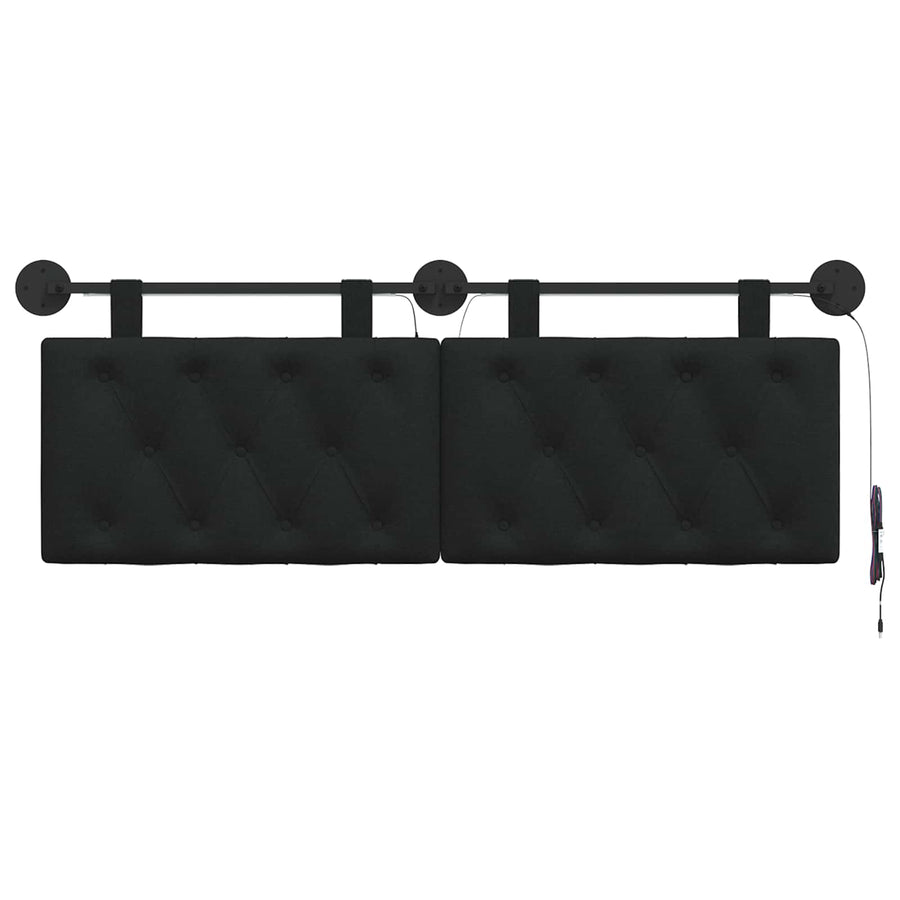 Hangend hoofdbord Met LED-verlichting Zwart Stof