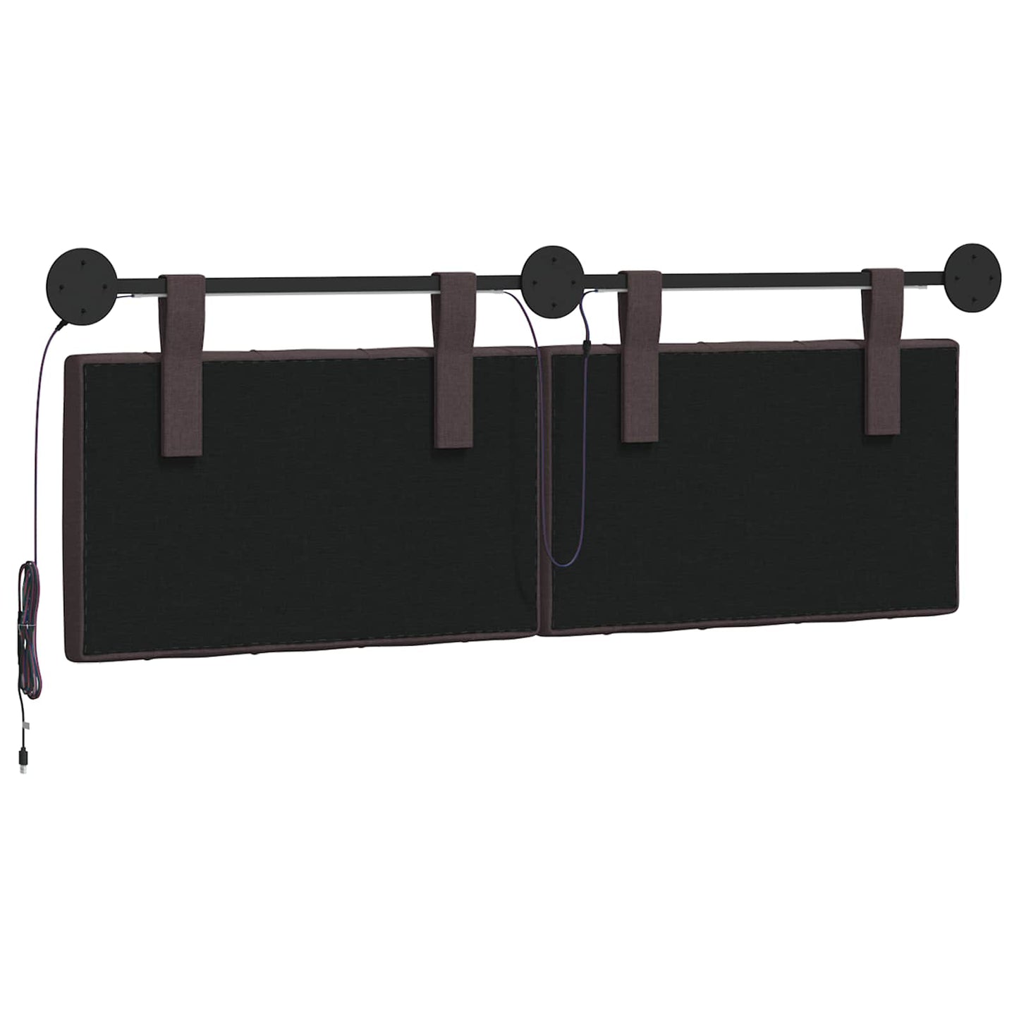 Hangend hoofdbord Met LED-verlichting Donkerbruin Stof