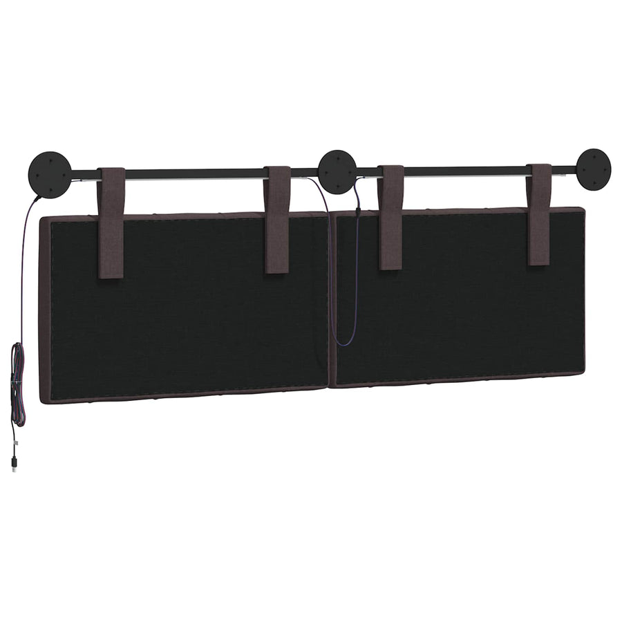 Hangend hoofdbord Met LED-verlichting Donkerbruin Stof