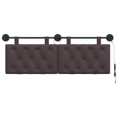 Hangend hoofdbord Met LED-verlichting Donkerbruin Stof