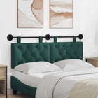 Wall-Mounted Headboard With LED Lighting Dark Green Fabric