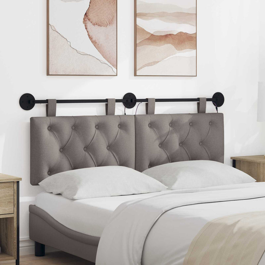 Hangend hoofdbord Met LED-verlichting Taupe Stof