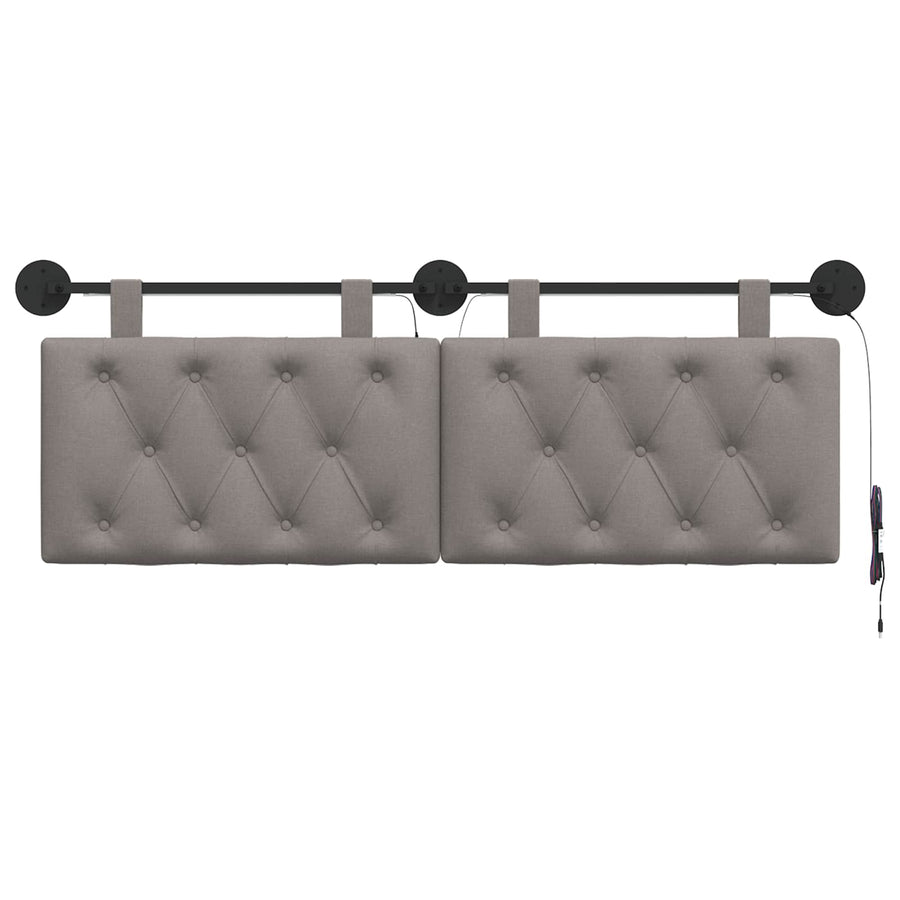 Hangend hoofdbord Met LED-verlichting Taupe Stof