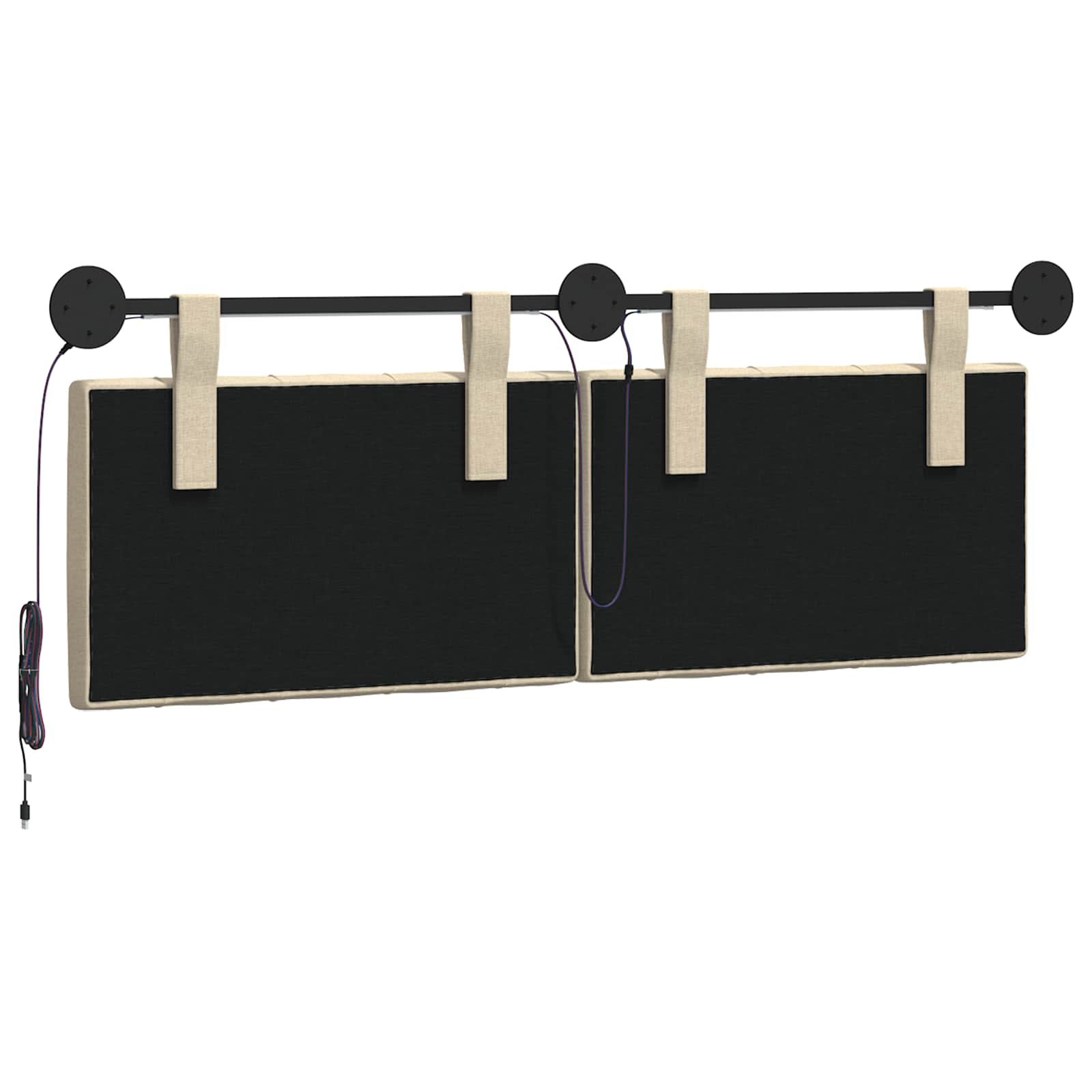 Hangend hoofdbord Met LED-verlichting Crèmekleurig Stof