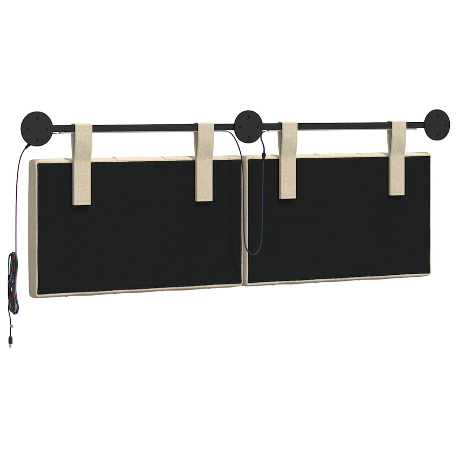 Hangend hoofdbord Met LED-verlichting Crèmekleurig Stof