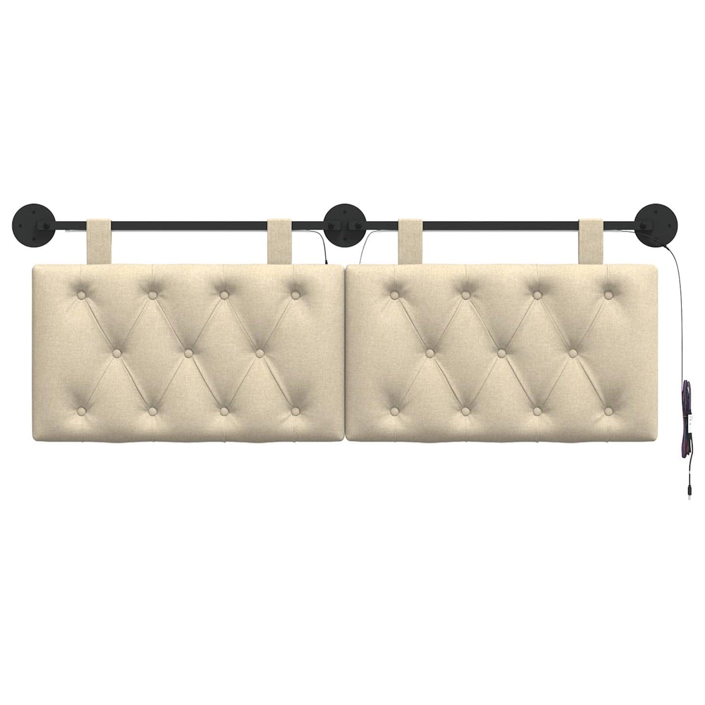 Hangend hoofdbord Met LED-verlichting Crèmekleurig Stof