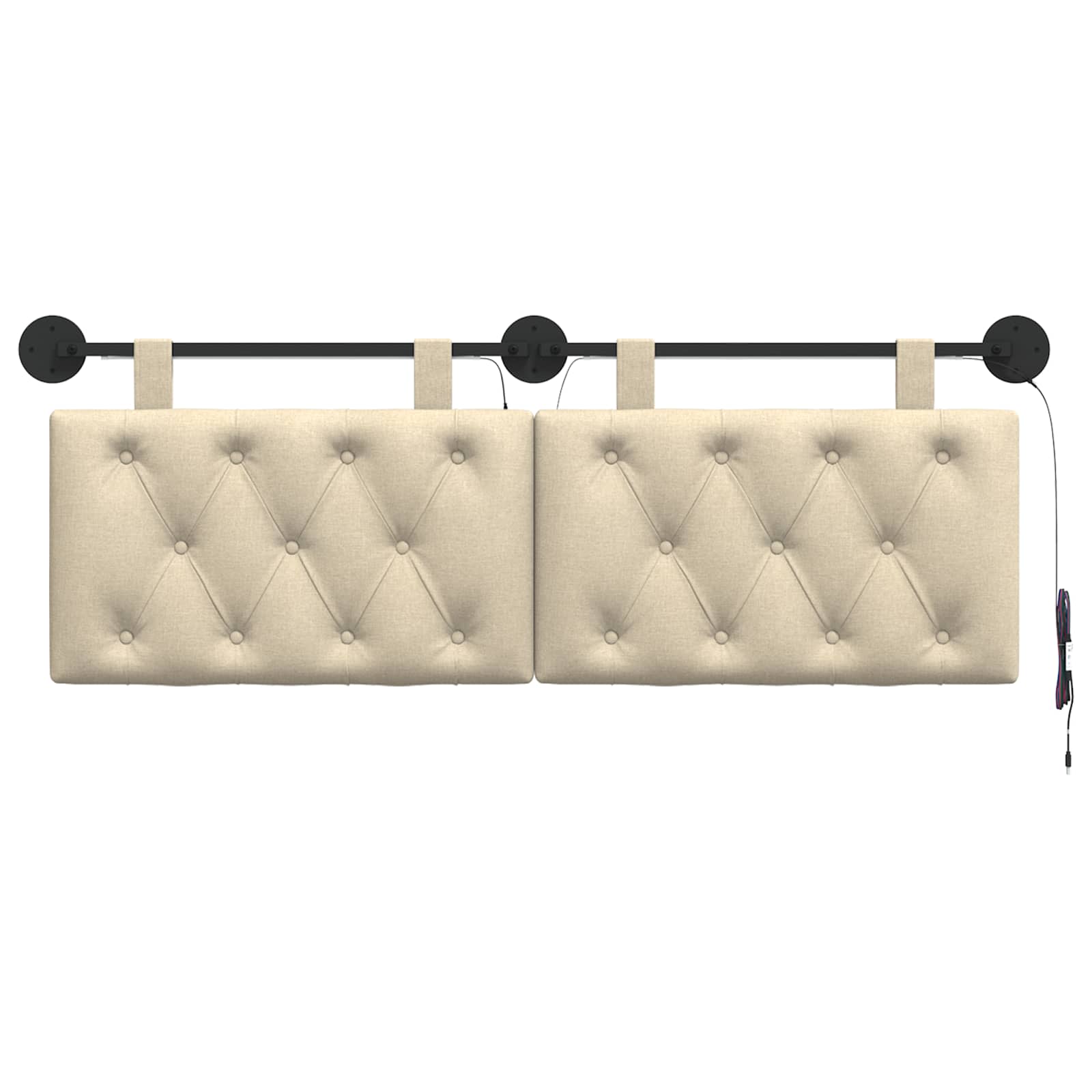 Hangend hoofdbord Met LED-verlichting Crèmekleurig Stof