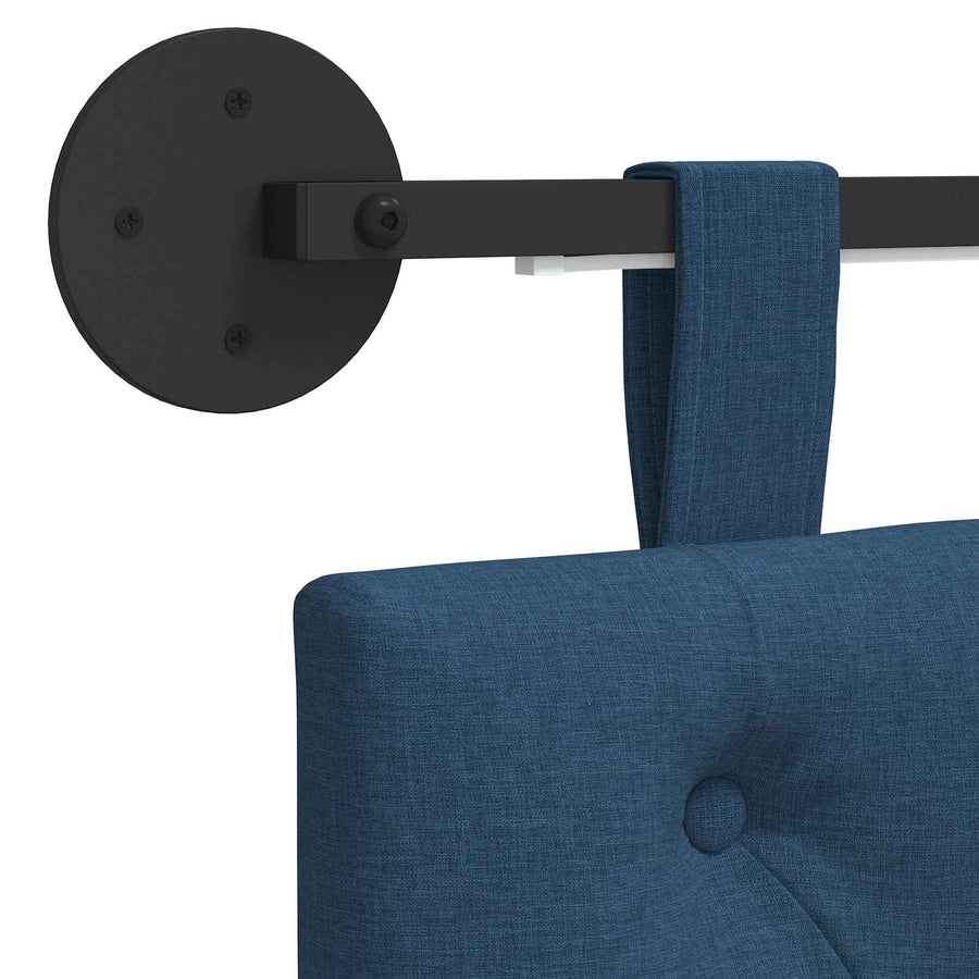 Hangend hoofdbord Met LED-verlichting Blauw Stof