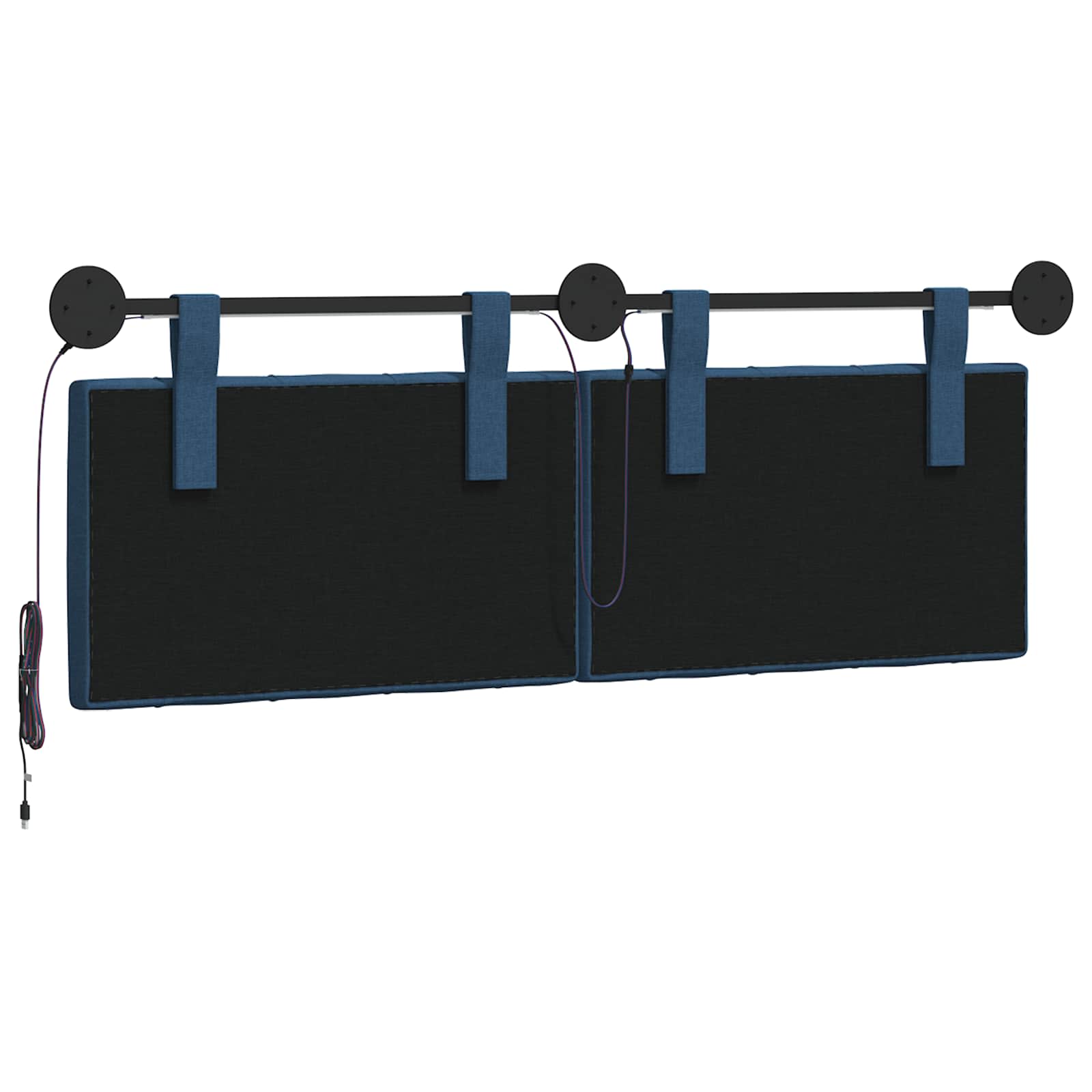 Hangend hoofdbord Met LED-verlichting Blauw Stof
