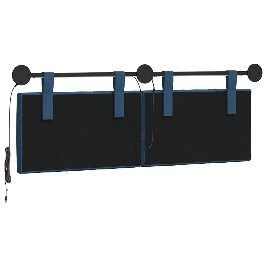 Hangend hoofdbord Met LED-verlichting Blauw Stof