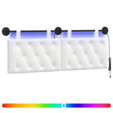 Hangend hoofdbord Met LED-verlichting Wit Stof