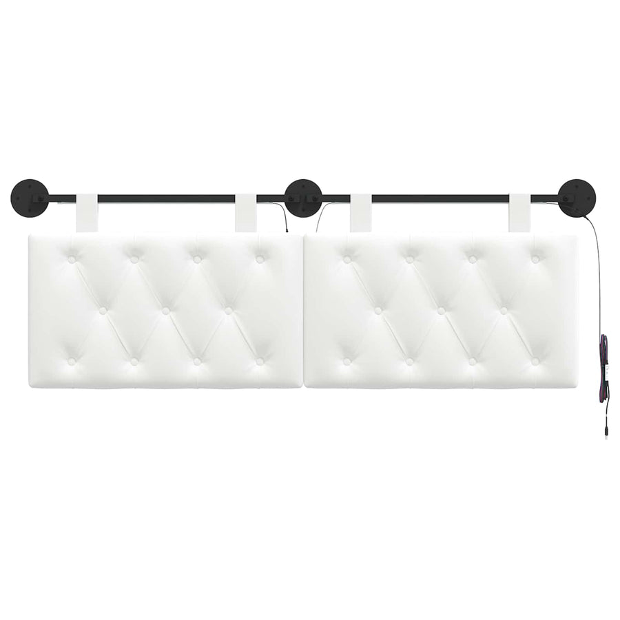 Hangend hoofdbord Met LED-verlichting Wit Stof