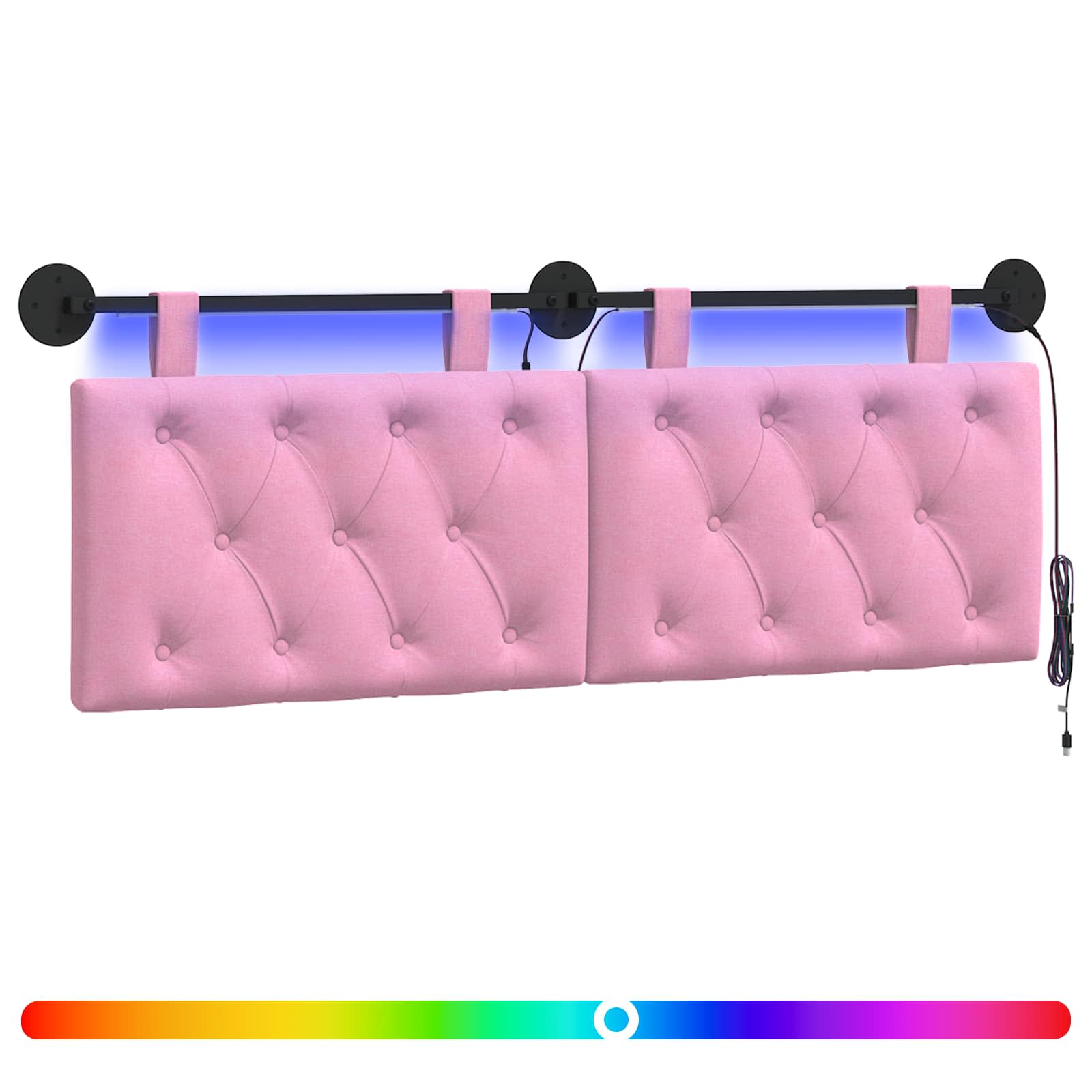 Hangend hoofdbord Met LED-verlichting Roze Stof