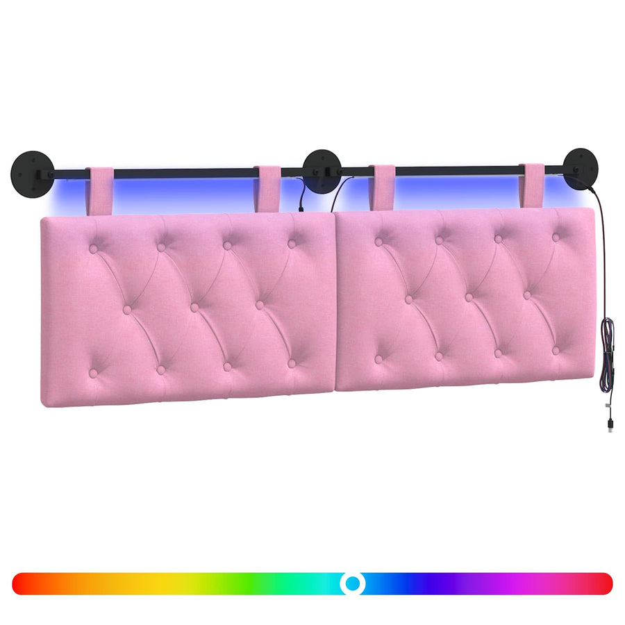 Hangend hoofdbord Met LED-verlichting Roze Stof